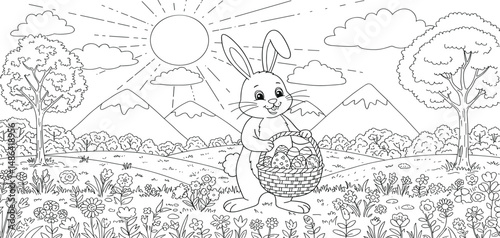 easter themed cute coloring page for children and adults