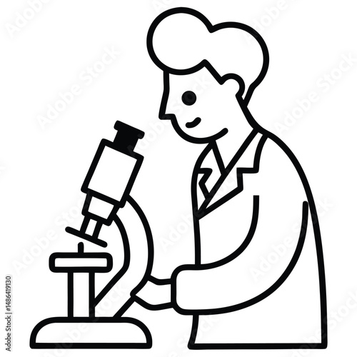scientist with microscope