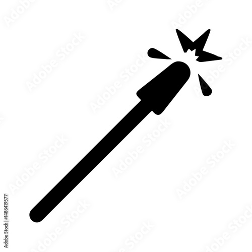 Find magic wand illustration, wizard tool, fantasy spell casting stick, fairy tale icon art
