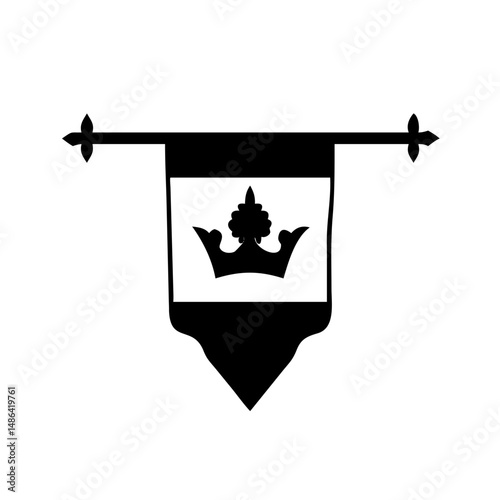 Download black crown banner vector illustration for medieval heraldry and royal family designs