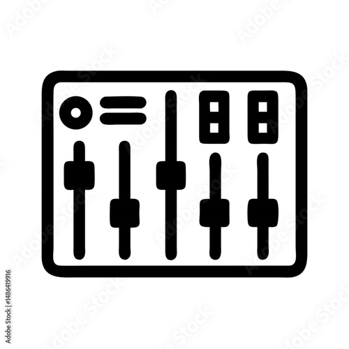 Audio mixer sound board dj console music production studio equipment vector illustration icon design