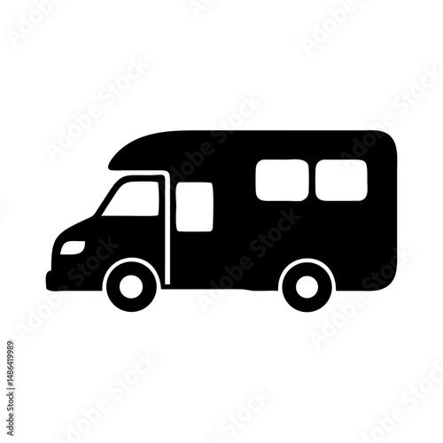 Rv camper van motorhome recreation vehicle travel trailer camping car silhouette vector graphic