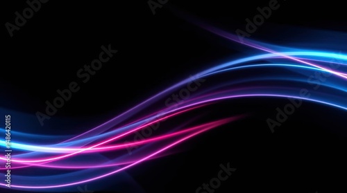 Elegant Luminescence: Captivating abstract visual of flowing, neon-colored light trails against a deep black background, creating a sense of dynamic movement and artistic flair. 