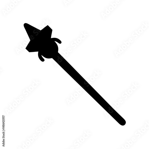 Vector graphic of a black magic wand illustration for fantasy games and magical design projects