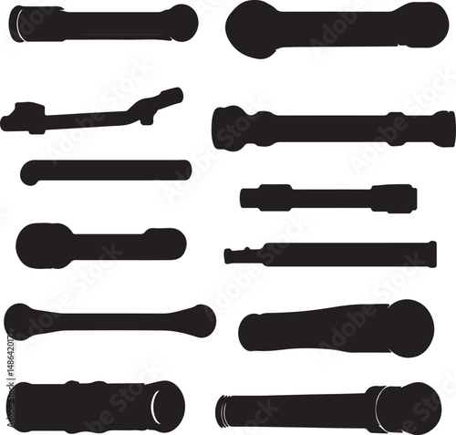Silhouette of Metal Ratchet Wrenches Vector Art Tool Set Design
