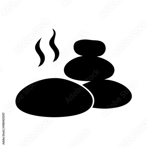Hot stone massage therapy spa wellness relaxation zen stones health beauty treatment concept icon vector