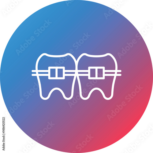 Tooth Braces Line Gradient Circle Background Icon