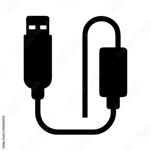 Download usb cable vector icon illustration for data transfer and device connection technology