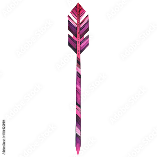 Bold Arrow with Striking Geometry in Vibrant Magenta Isolated on Transparent Background