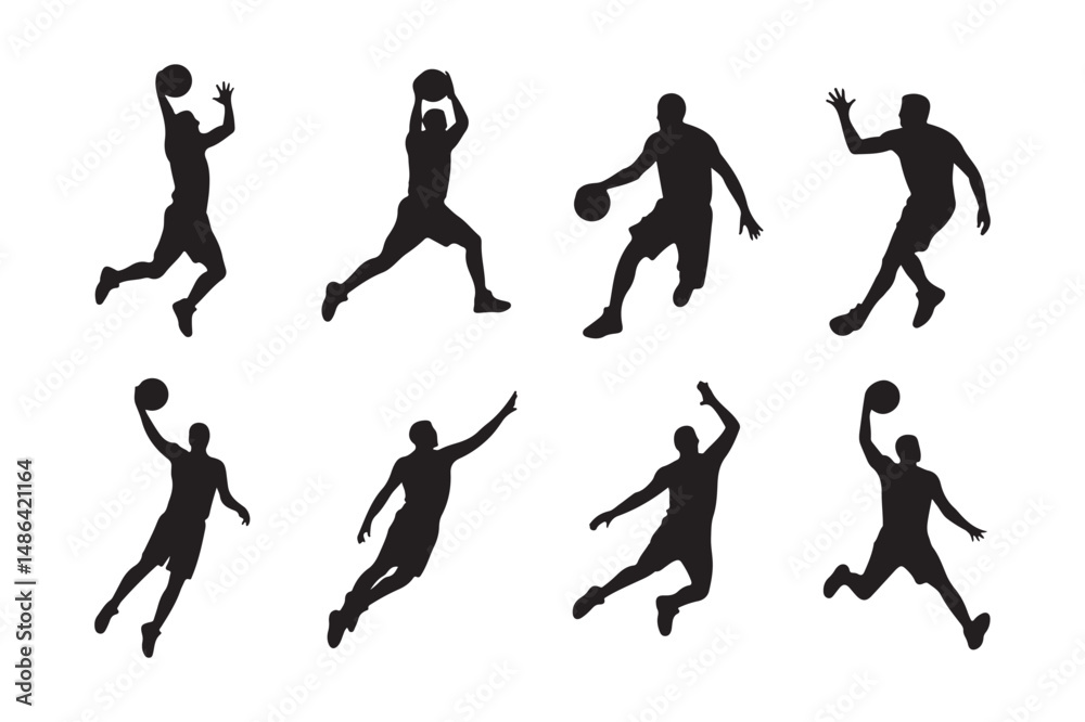 custom made wallpaper toronto digitalSet of Basketball Player Silhouettes Vector Graphics 2
