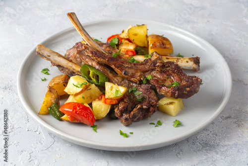 Oven-grilled lamb chops wit...