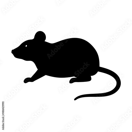 Black mouse silhouette vector illustration rodent animal pet pest control drawing design graphic art