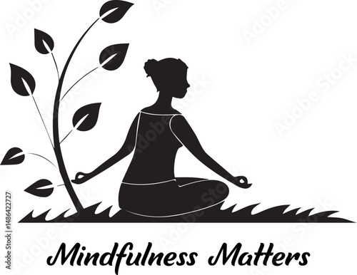 Silhouette of a Woman Meditating in a Peaceful Nature Setting Mindfulness Matters