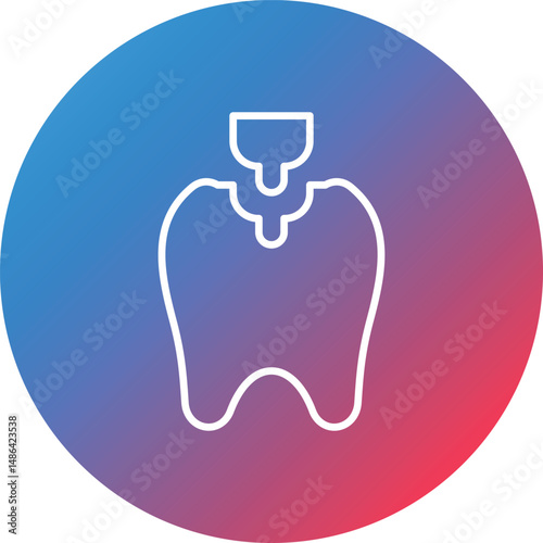 Dental Filling Line Gradient Circle Background Icon
