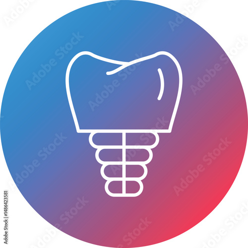 Dental Implant Line Gradient Circle Background Icon