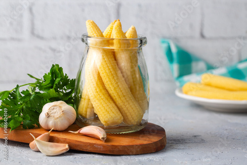 Pickled young baby corn cob...