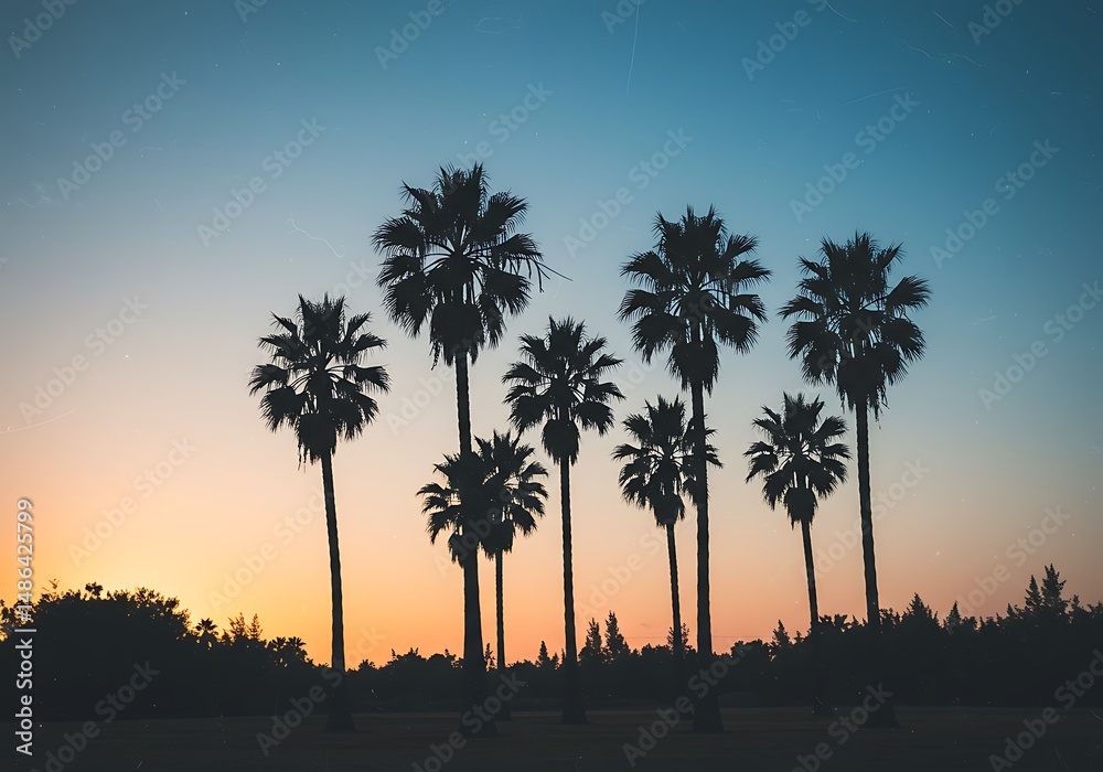 Obraz premium Sunset Silhouette Serenade AI Generated