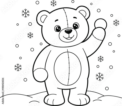 bear and snowflakes christmas winter coloring page. you can print it
