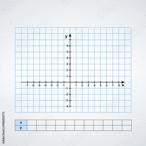 Graph Paper With Cartesian Coordinate Axes and Empty Table for Data Inputs