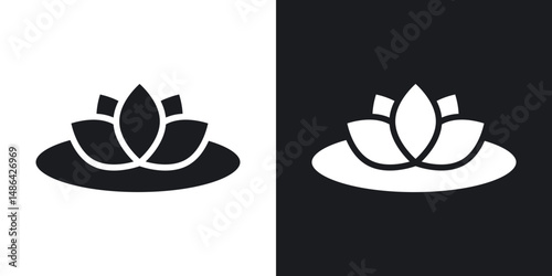 Water lily icons. flat style design.