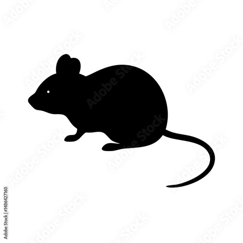 Isolated black silhouette of a mouse rodent vector illustration pest control animal drawing design