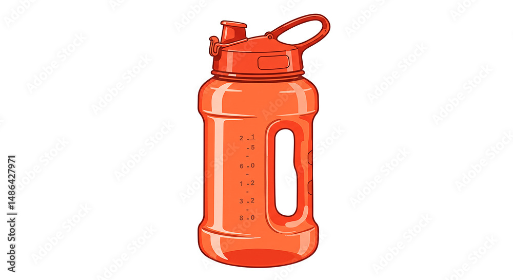 Obraz premium Reusable orange water bottle promoting hydration during fitness or outdoor activities