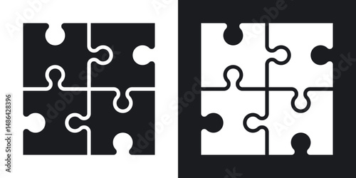 Puzzle icons. flat style design.