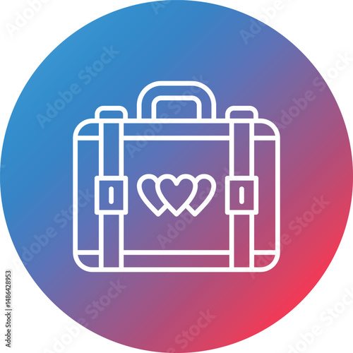 Suitcase Line Gradient Circle Background Icon
