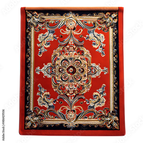 Luxurious Beach Towel with Large Ornate Decorative Isolated on Transparent Background