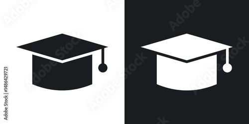 Graduation cap icons. flat style design.