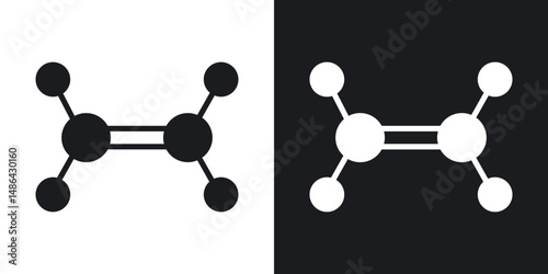 Ethylene molecule icons. flat style design.