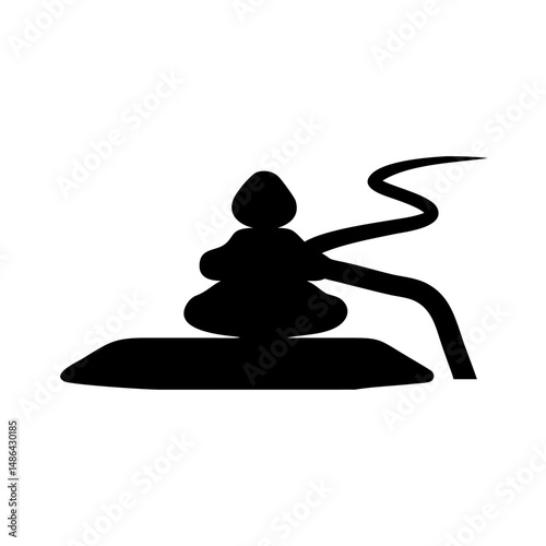 Find zen and peace with this black stone cairn illustration for meditation and relaxation art