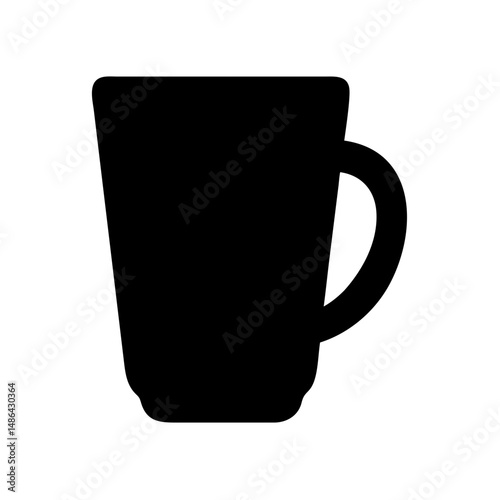 Black coffee mug vector graphic icon for cafe or restaurant menu design and branding needs