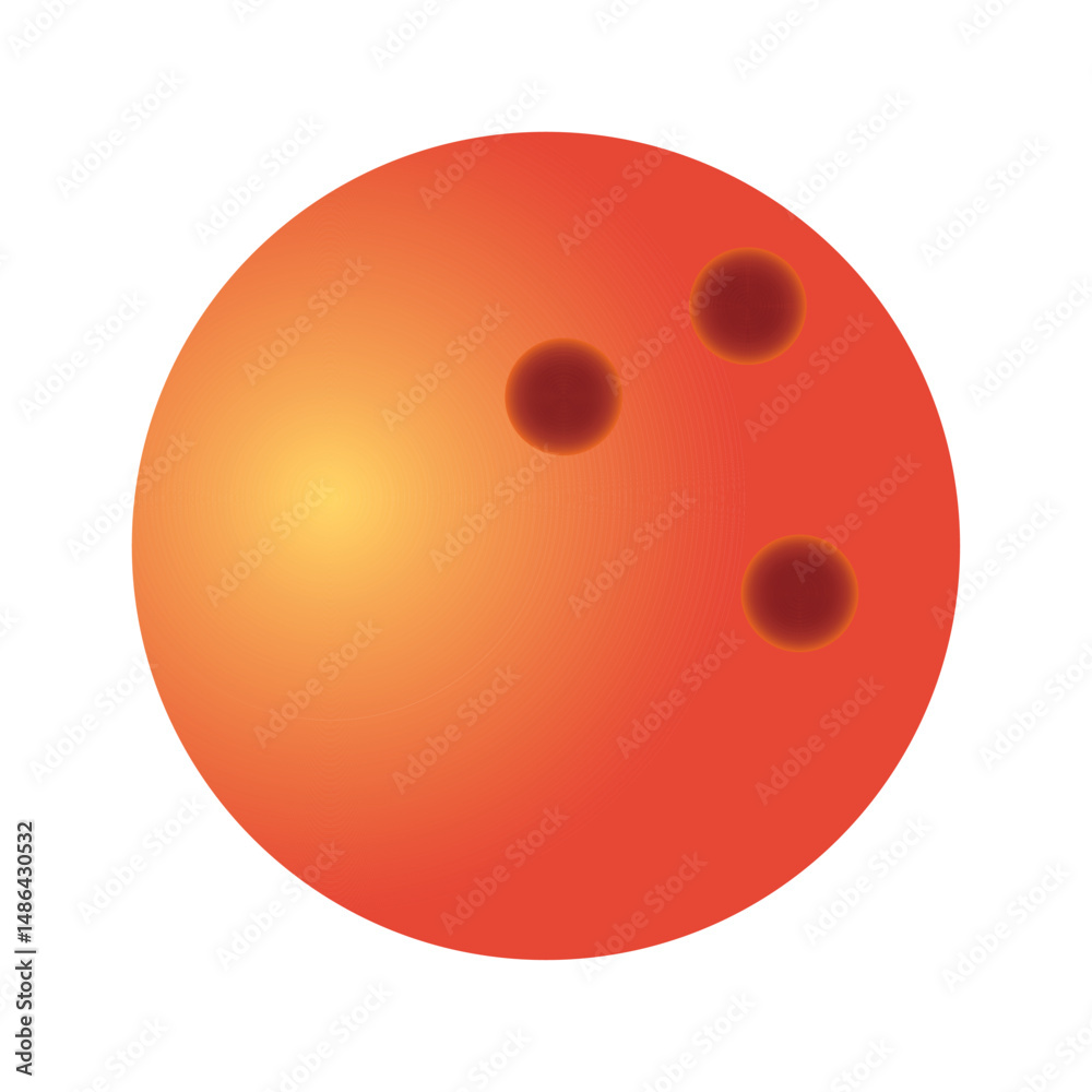 Obraz premium Bowling ball. Orange shiny bowling ball isolated on white background. Sports, freetime, activity and recreation concept. Vector illustratio EPS 10