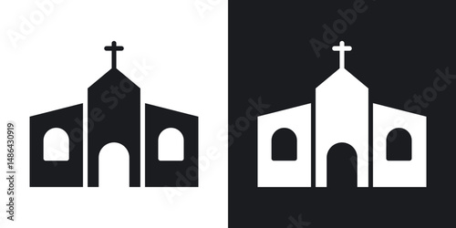 Church icons. flat style design.