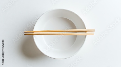 Empty white bowl with chopsticks (3)