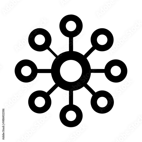 Network connection hub icon vector illustration for data sharing and communication technology concept