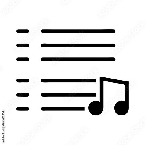 Music playlist icon vector graphic illustration for song list audio track and musical note design element