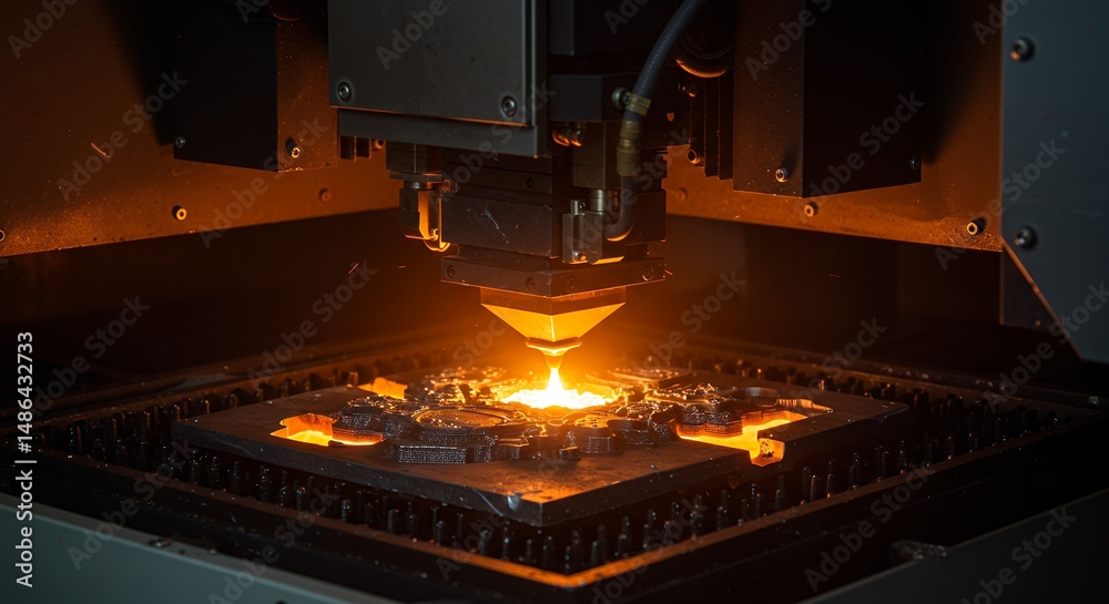 Fototapeta premium Electrical Discharge Machining: Precision Manufacturing with Intense Light Discharge