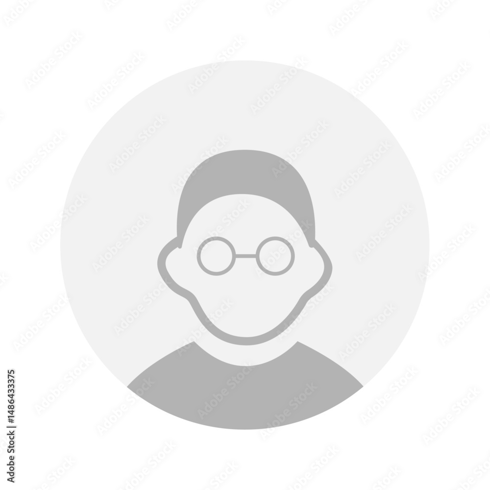 Naklejka premium Vector flat illustration in grayscale. Avatar, user profile, person icon, gender neutral silhouette, profile picture. Suitable for social media profiles, icons, screensavers and as a template.