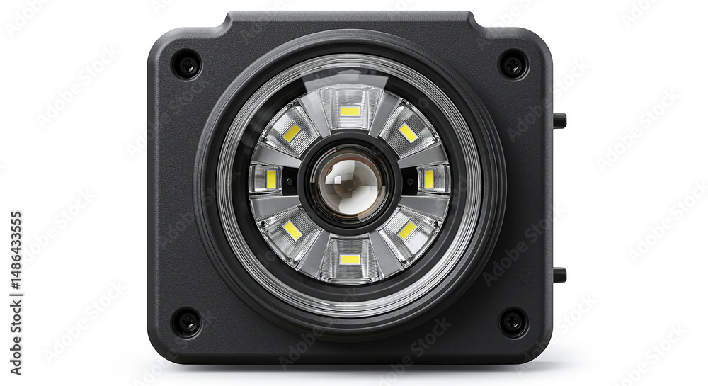 Fototapeta premium Modern led flashlight emitting bright light in the darkness