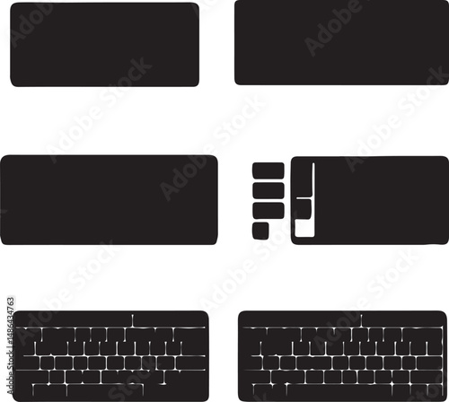 Black Keyboard Evolution: Minimalist Design Progression Illustration