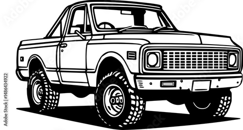 vector illustration retro pickup truck 