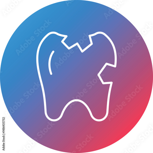 Broken Tooth Line Gradient Circle Background Icon
