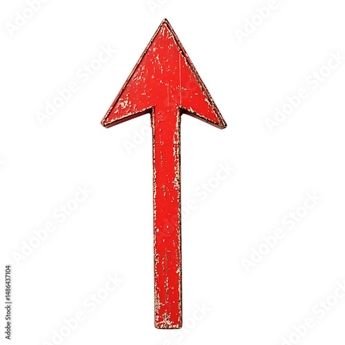 Bold Arrow with a Prominent Profile in Ruby Red Col Isolated on Transparent Background