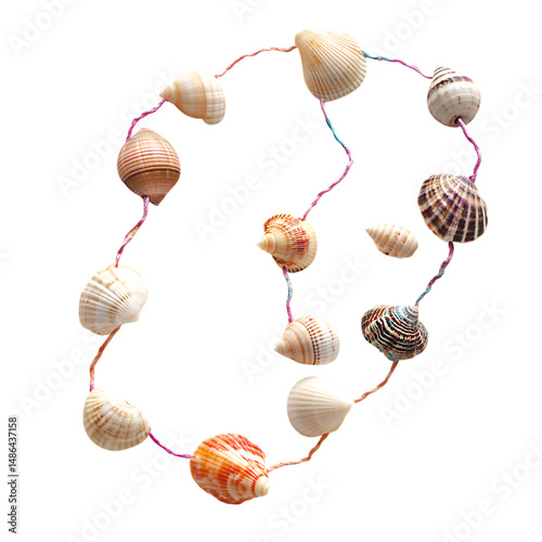 Playful Shell Anklet with a Random Array of Natural Isolated on Transparent Background