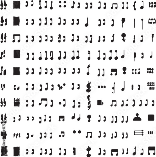 Musical Notation Symbols Collection: Black and White Music Notes
