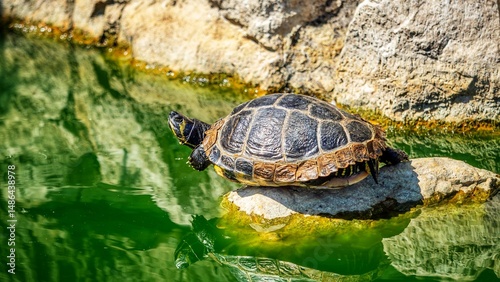 Terrapin perched on a rock