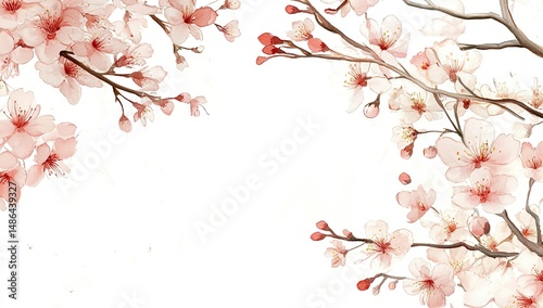 Cherry Blossom Branches with Spring Frame.