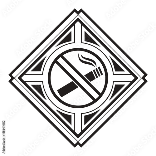 No Smoking prohibition icons, smoking addiction silhouette vector illustration